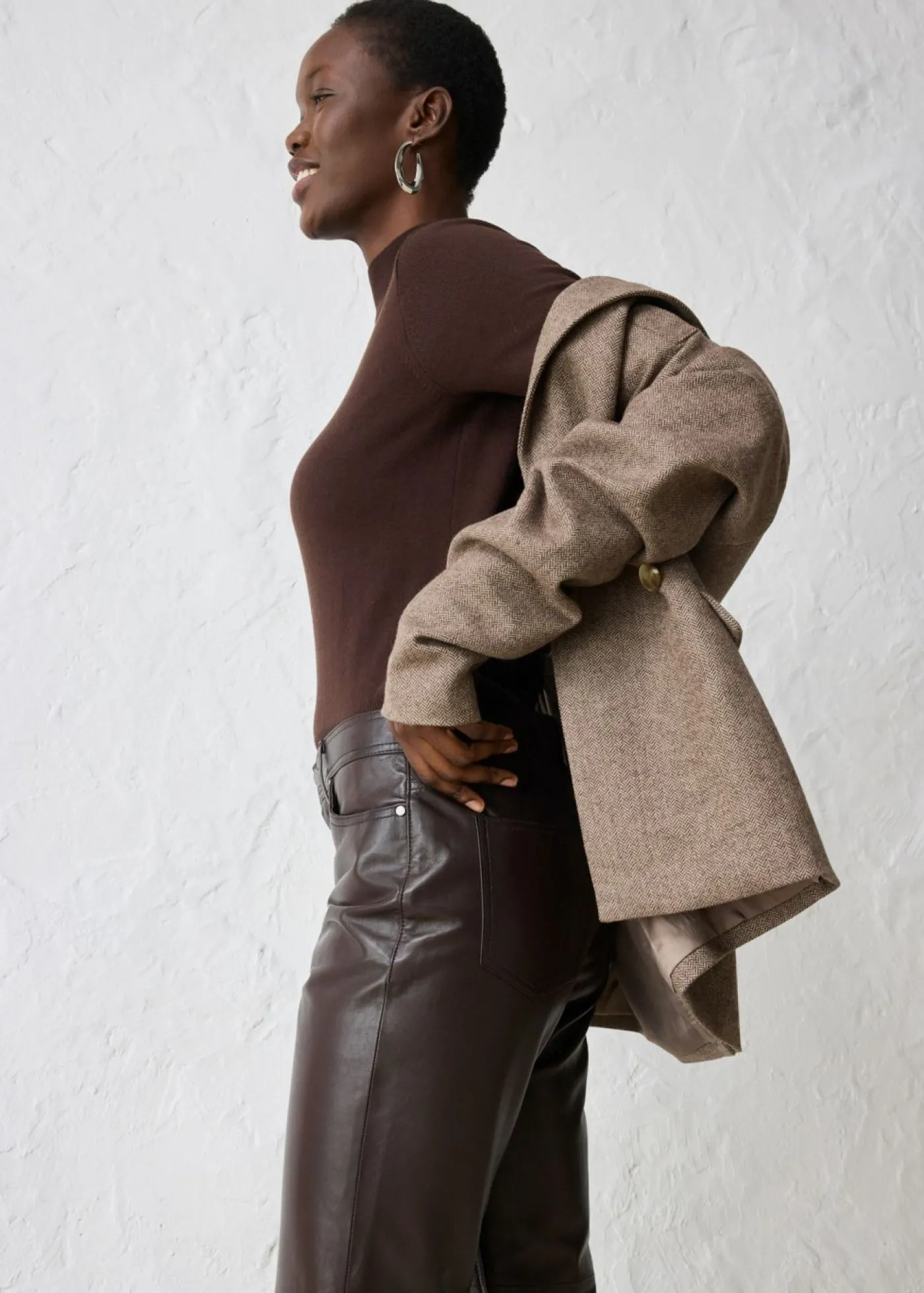 bonprix bonprix Pantalón de napa de borrego Marrón oscuro Outlet