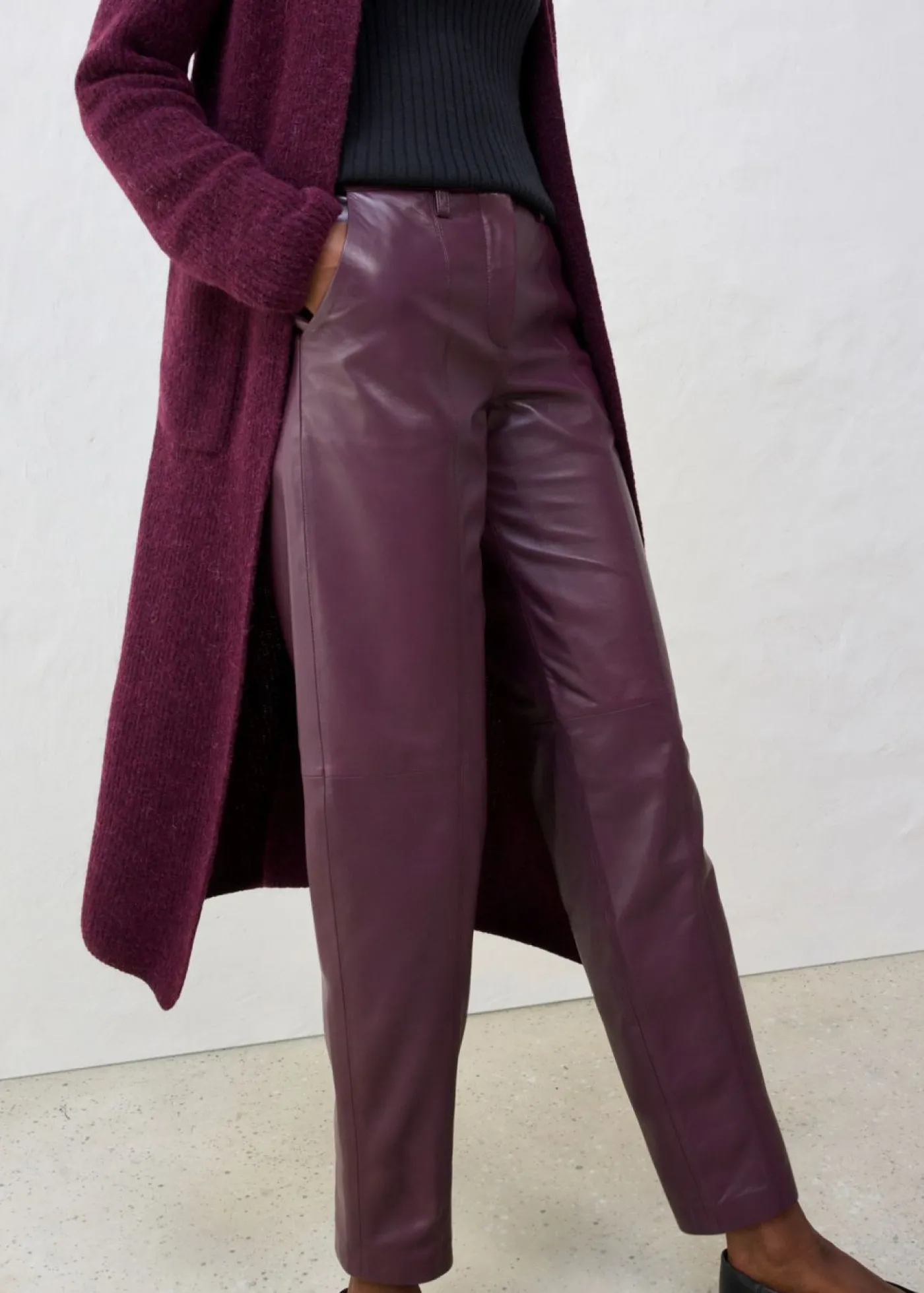 bonprix bonprix Pantalón de napa de cordero rojo burdeos Discount