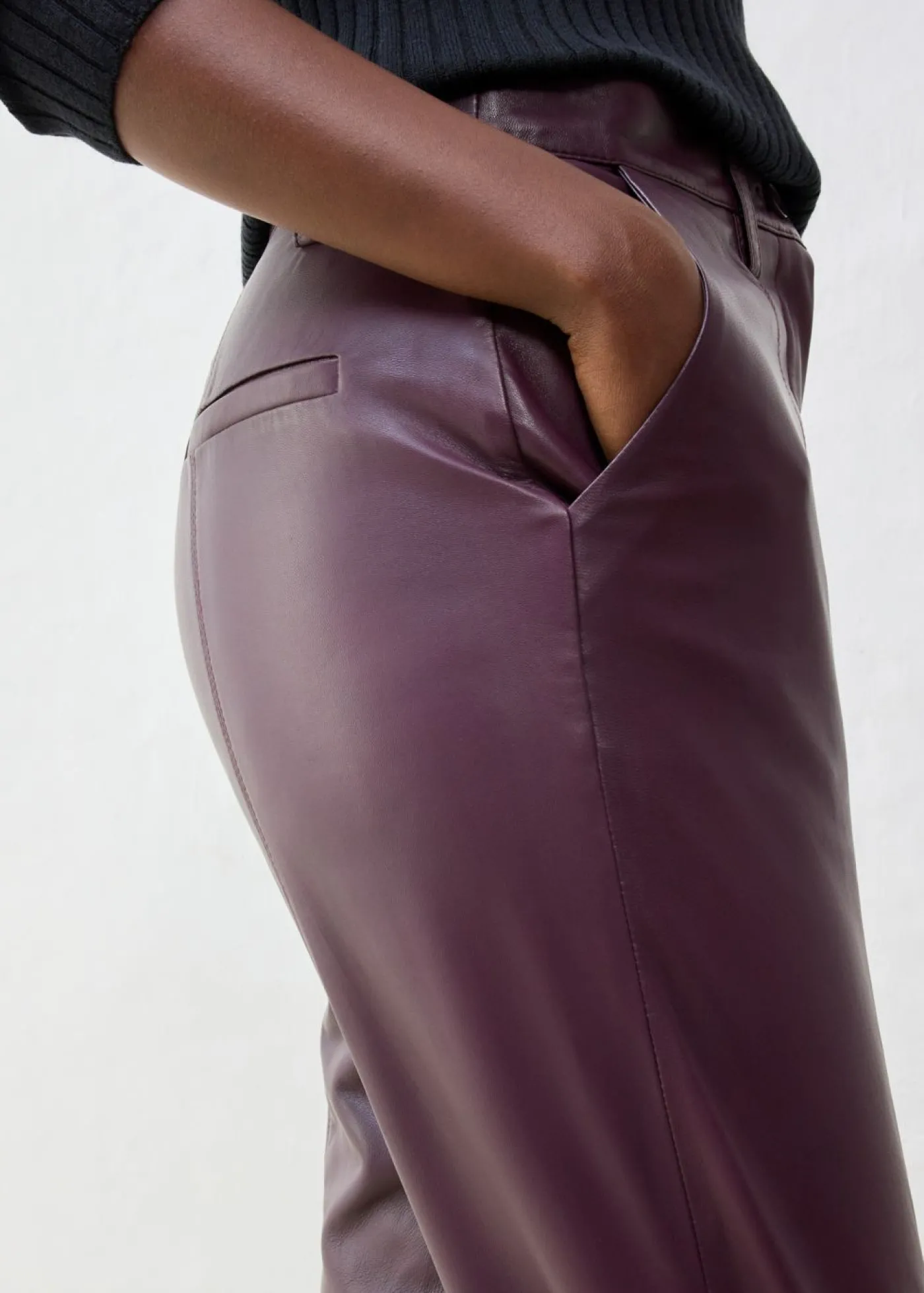bonprix bonprix Pantalón de napa de cordero rojo burdeos Discount