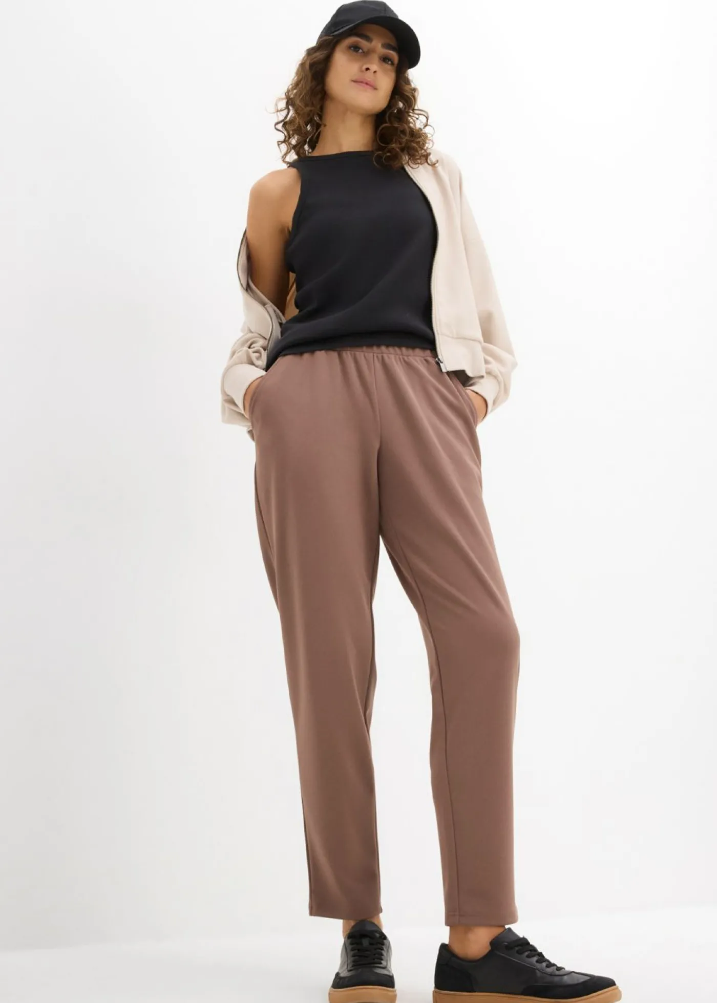bonprix bonprix Pantalón de neopreno con cintura cómoda Marrón medio Outlet