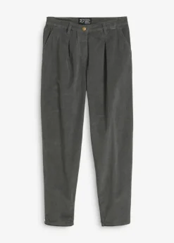 bonprix bonprix Pantalón de pana con algodón orgánico y corte bombacho Gris oscuro Clearance