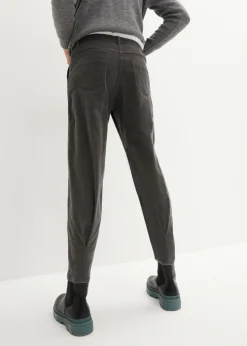 bonprix bonprix Pantalón de pana con algodón orgánico y corte bombacho Gris oscuro Clearance