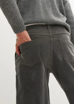 bonprix bonprix Pantalón de pana con algodón orgánico y corte bombacho Gris oscuro Clearance