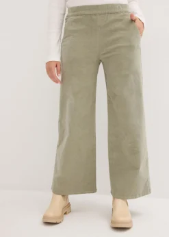 bonprix bonprix Pantalón de pana con cintura cómoda, high waist Verde alga Discount