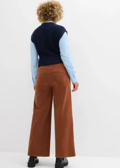 bonprix bonprix Pantalón de pana con cintura cómoda, high waist marrón ladrillo Hot