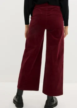 bonprix bonprix Pantalón de pana con cintura cómoda, high waist mora oscuro Online