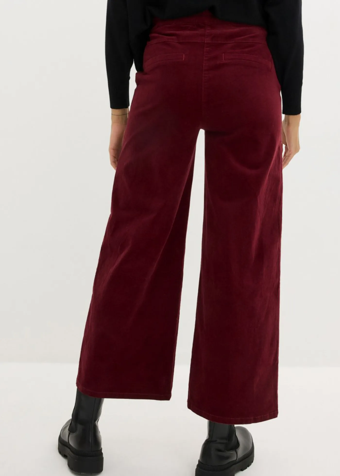 bonprix bonprix Pantalón de pana con cintura cómoda, high waist mora oscuro Online