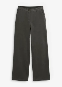 bonprix bonprix Pantalón de pana de algodón orgánico con elástico Gris oscuro Hot