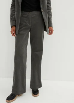 bonprix bonprix Pantalón de pana de algodón orgánico con elástico Gris oscuro Hot