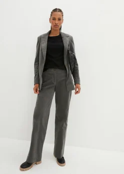 bonprix bonprix Pantalón de pana de algodón orgánico con elástico Gris oscuro Hot