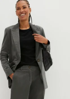 bonprix bonprix Pantalón de pana de algodón orgánico con elástico Gris oscuro Hot