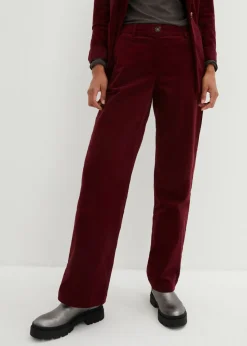 bonprix bonprix Pantalón de pana de algodón orgánico con elástico rojo avellana Outlet