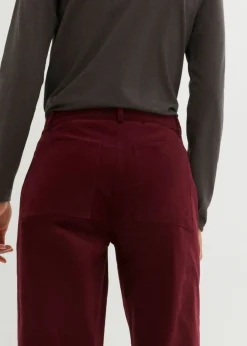 bonprix bonprix Pantalón de pana de algodón orgánico con elástico rojo avellana Outlet