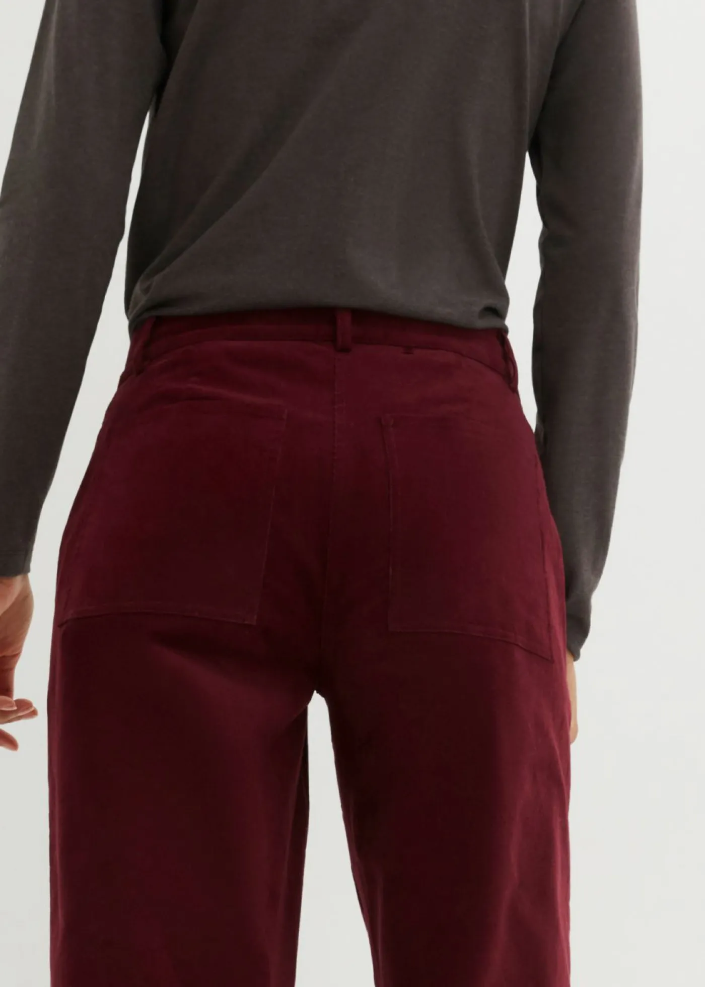 bonprix bonprix Pantalón de pana de algodón orgánico con elástico rojo avellana Outlet