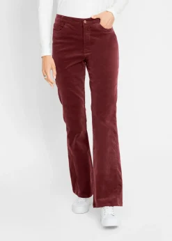 bonprix bonprix Pantalón de pana elástico con cómoda cintura high waist rojo avellana Sale