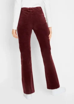 bonprix bonprix Pantalón de pana elástico con cómoda cintura high waist rojo avellana Sale