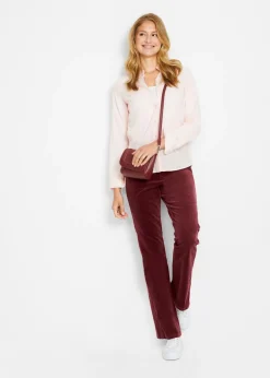 bonprix bonprix Pantalón de pana elástico con cómoda cintura high waist rojo avellana Sale
