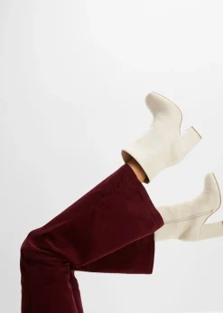 bonprix bonprix Pantalón de pana elástico con cómoda cintura high waist rojo avellana Sale
