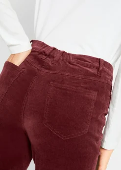 bonprix bonprix Pantalón de pana elástico con cómoda cintura high waist rojo avellana Sale