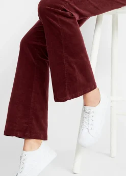 bonprix bonprix Pantalón de pana elástico con cómoda cintura high waist rojo avellana Sale