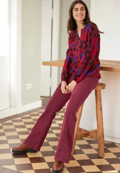 bonprix bonprix Pantalón de pana elástico con cómoda cintura high waist rojo avellana Sale