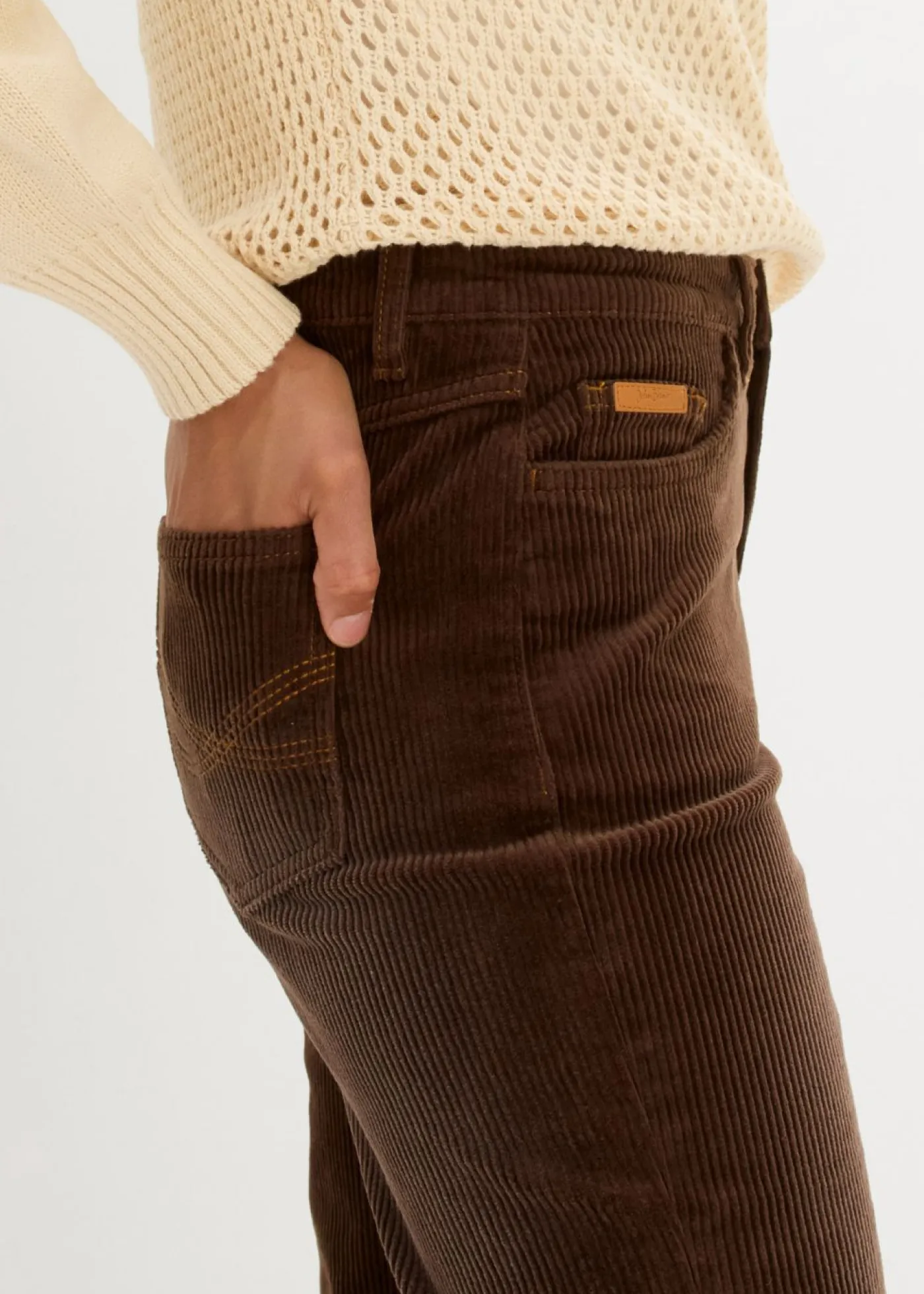 bonprix bonprix Pantalón de pana elástico de corte ancho marrón Best