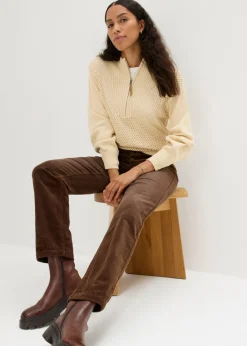 bonprix bonprix Pantalón de pana elástico de corte ancho marrón Best