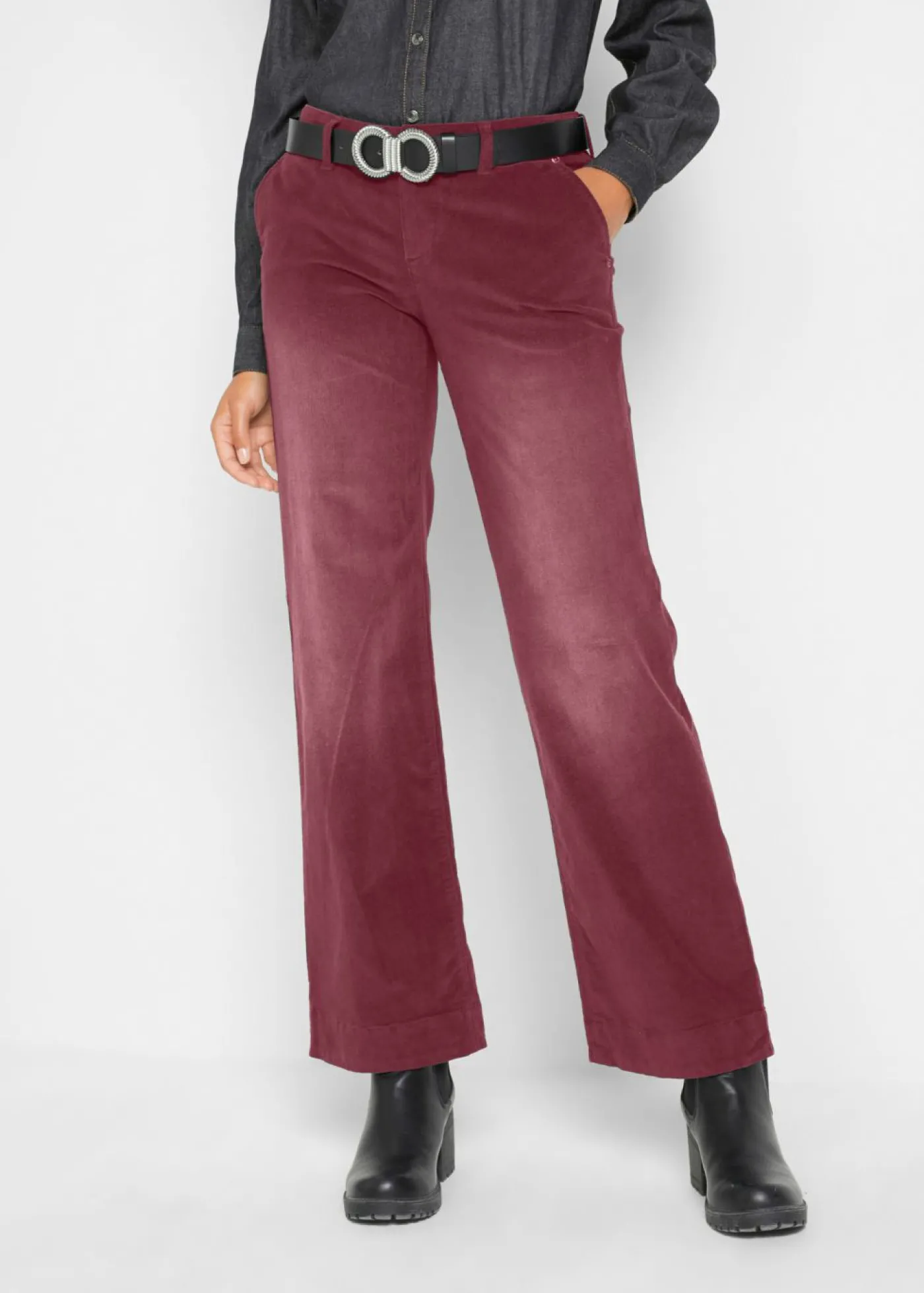 bonprix bonprix Pantalón de pana elástico de corte ancho rojo avellana Best