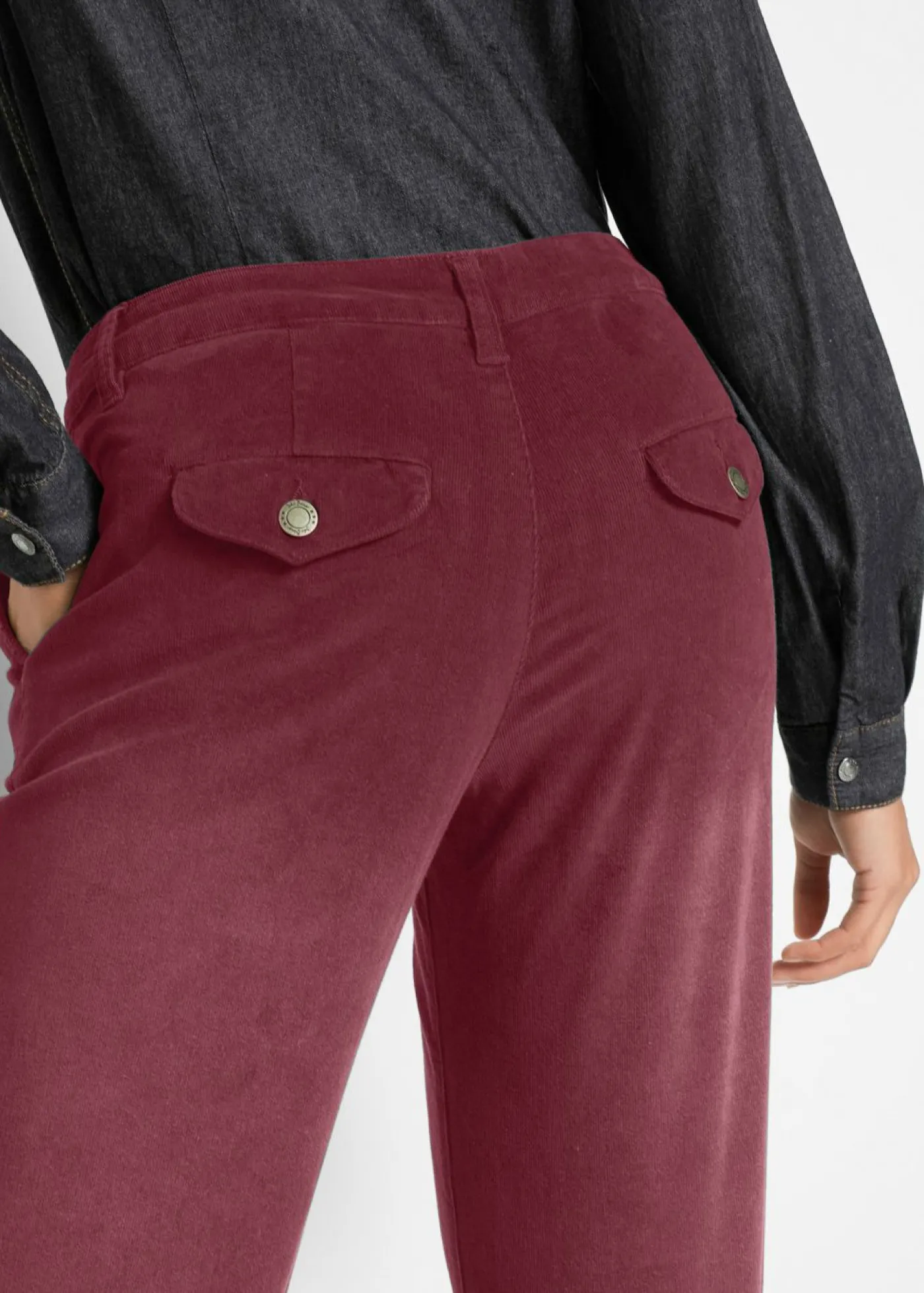 bonprix bonprix Pantalón de pana elástico de corte ancho rojo avellana Best