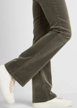 bonprix bonprix Pantalón de pana elástico de corte recto Oliva Online