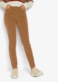 bonprix bonprix Pantalón de pana elástico, skinny Coñac marrón Outlet