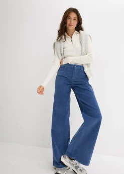bonprix bonprix Pantalón de pana en mezcla de algodón elástico Azul vaquero Outlet