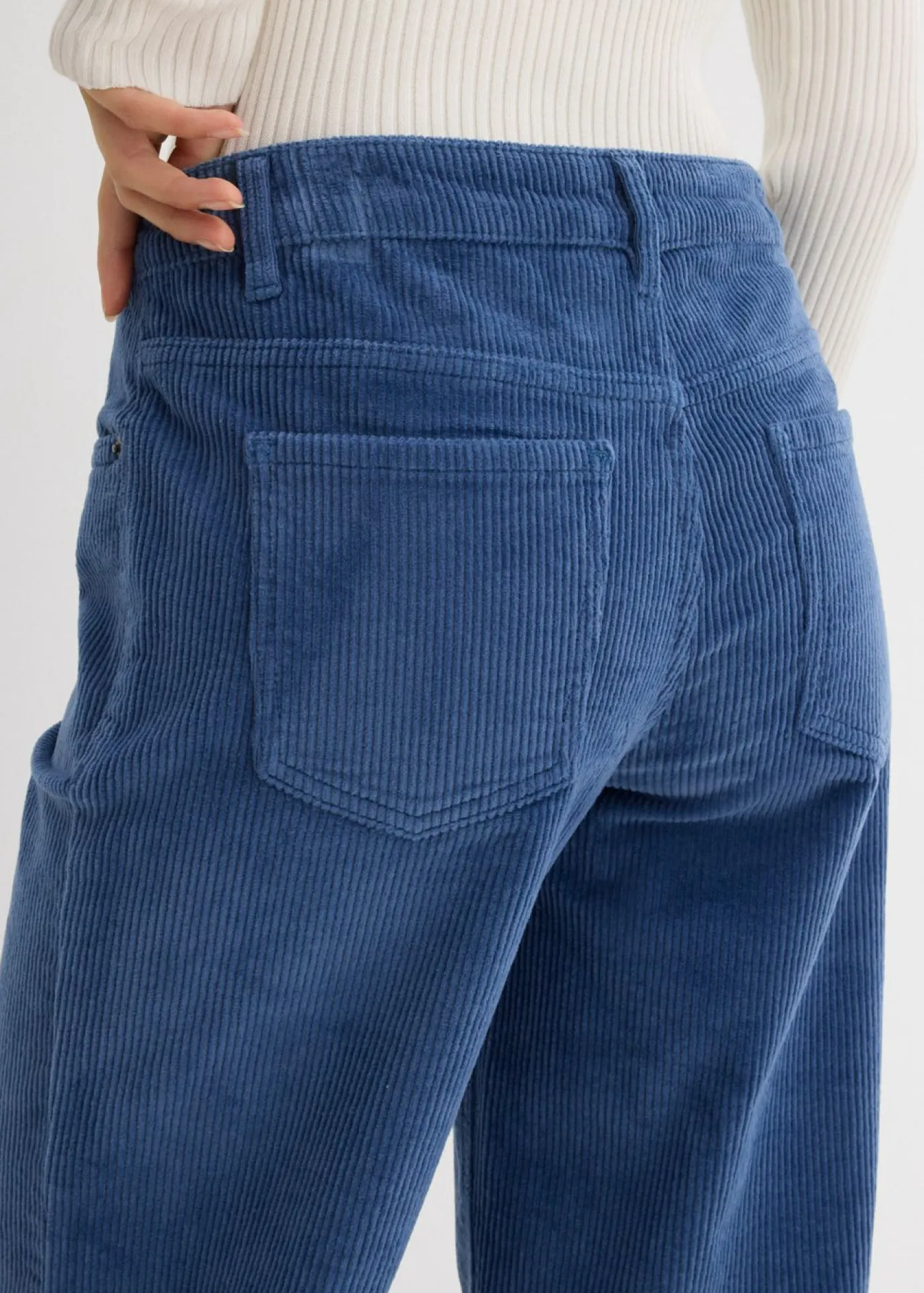 bonprix bonprix Pantalón de pana en mezcla de algodón elástico Azul vaquero Outlet