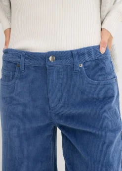 bonprix bonprix Pantalón de pana en mezcla de algodón elástico Azul vaquero Outlet