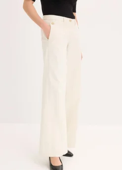 bonprix bonprix Pantalón de pernera ancha con elástico Beige natural