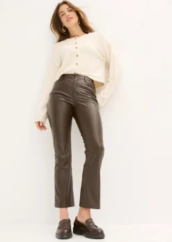 bonprix bonprix Pantalón de piel sintética Marrón oscuro Online