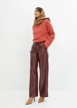 bonprix bonprix Pantalón de piel sintética Rojo rubí Best