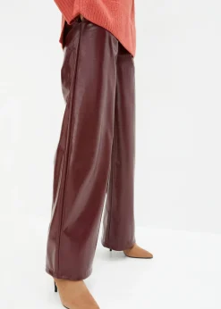 bonprix bonprix Pantalón de piel sintética Rojo rubí Best