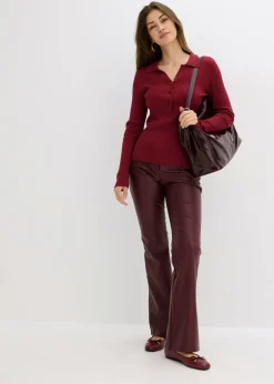 bonprix bonprix Pantalón de piel sintética mora oscuro Discount