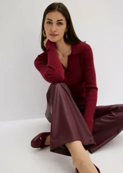 bonprix bonprix Pantalón de piel sintética mora oscuro Discount
