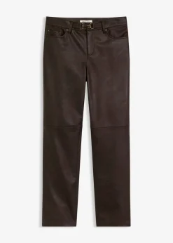 bonprix bonprix Pantalón de piel sintética con efecto desgastado Marrón oscuro Outlet