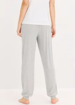 bonprix bonprix Pantalón de pijama de suave canalé de viscosa gris claro jaspeado moteado New