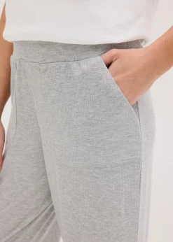bonprix bonprix Pantalón de pijama de suave canalé de viscosa gris claro jaspeado moteado New