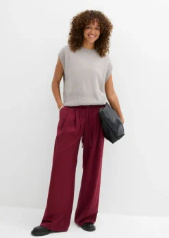 bonprix bonprix Pantalón de pinzas con cordón mora oscuro