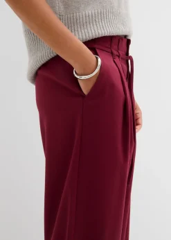 bonprix bonprix Pantalón de pinzas con cordón mora oscuro