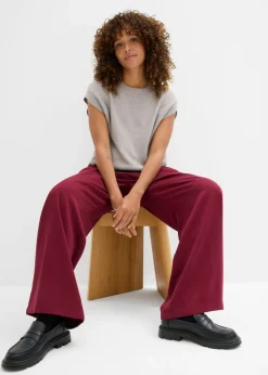 bonprix bonprix Pantalón de pinzas con cordón mora oscuro