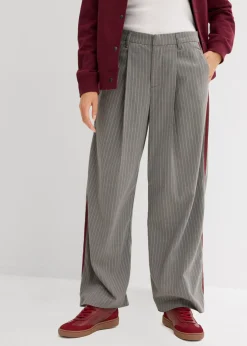 bonprix bonprix Pantalón de pinzas con rayas de contraste gris oscuro moteado Online