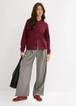 bonprix bonprix Pantalón de pinzas con rayas de contraste gris oscuro moteado Online