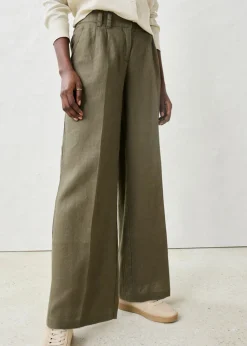 bonprix bonprix Pantalón de pinzas de lino puro verde pimiento Best