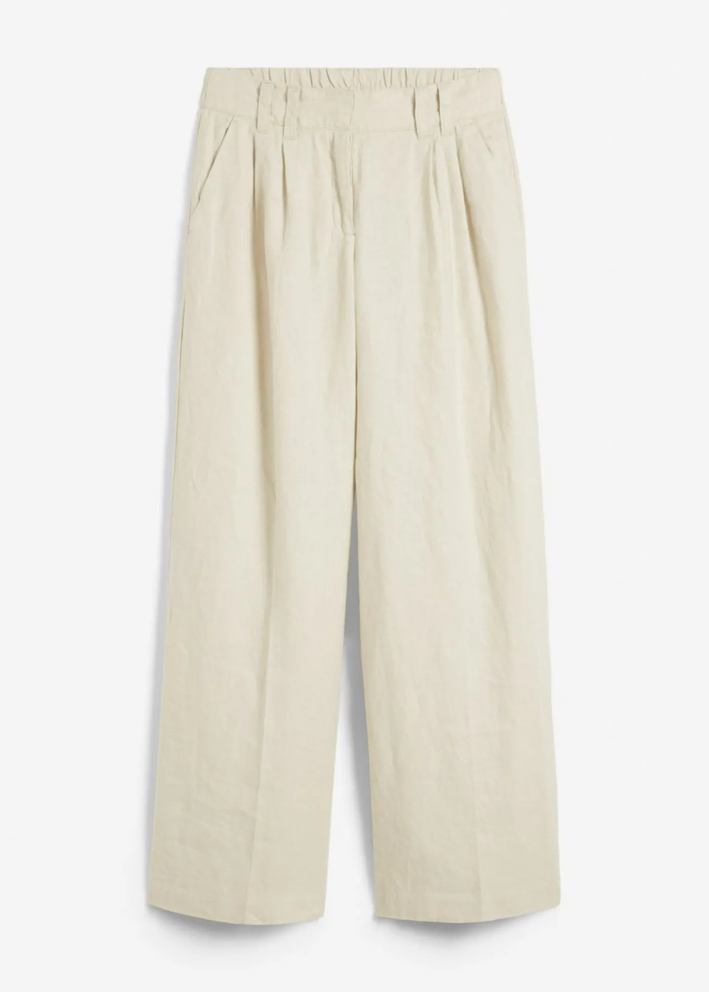 bonprix bonprix Pantalón de pinzas de lino puro Arena claro Best
